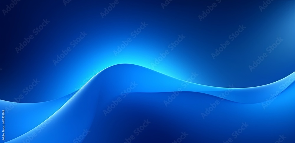 3d rendering, abstract modern minimal wallpaper with wavy lines glowing over the blue background, Generative AI