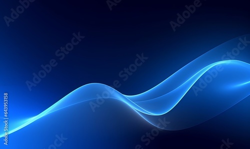 3d rendering, abstract modern minimal wallpaper with wavy lines glowing over the blue background, Generative AI