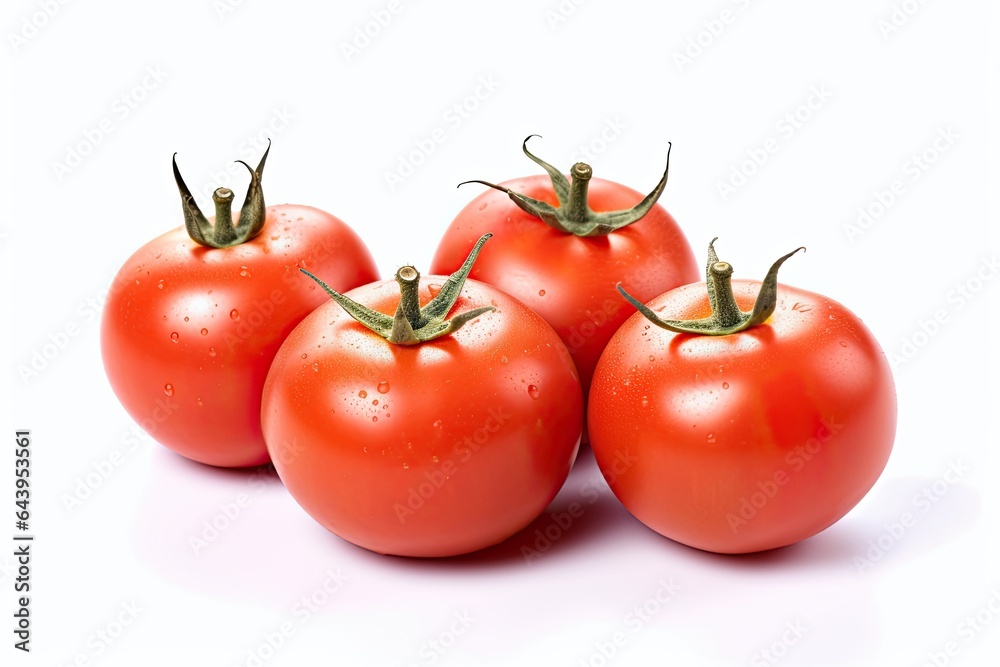 Tomatoes photo realistic illustration - Generative AI. Tomatoes photo realistic illustration - Generative AI.