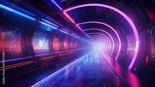 Futuristic, neon-lit subway tunnels © ArtisanSamurai