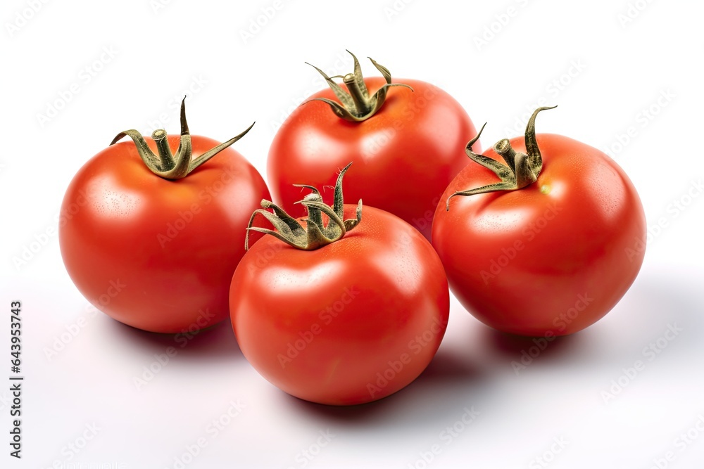 Tomatoes photo realistic illustration - Generative AI. Tomatoes photo realistic illustration - Generative AI.