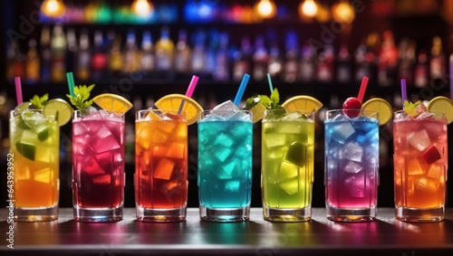 Different colour drinks .