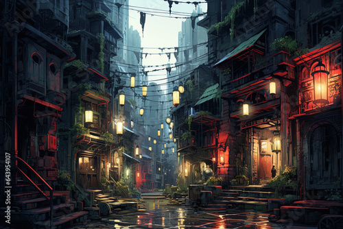 old street in the city, generative ai