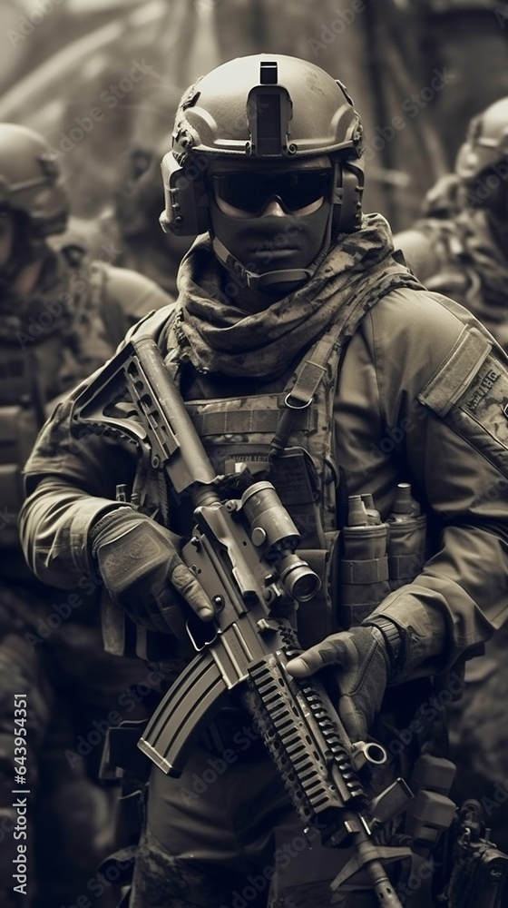 Obraz premium USA Navy SEALs Soldiers. Generative ai