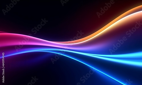 3d render, abstract neon background with colorful glowing curvy lines. Minimalist futuristic wallpaper, Generative AI