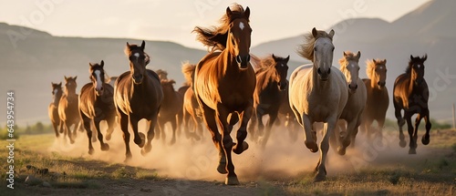 Horses Running Together. Generative ai