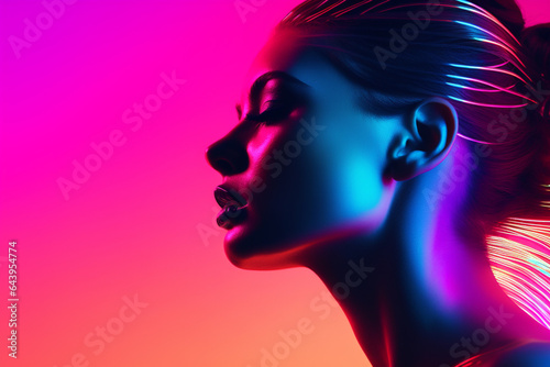 Neon girl portrait. 