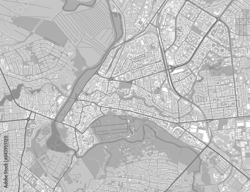 Detailed map of Lutsk city, oblast center of Ukraine. Municipal administrative area map with rivers and roads, parks and railways.