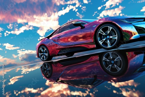glossy car surface reflecting the sky © altitudevisual