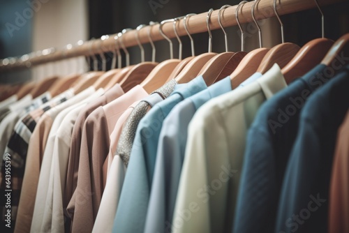 Clothes hangers closeup room. Generate Ai