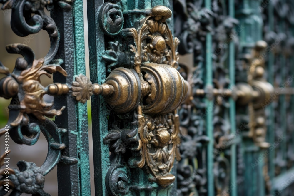 close-up of vintage iron gate details