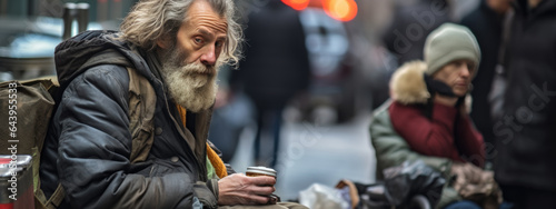 Homeless men on a city street
