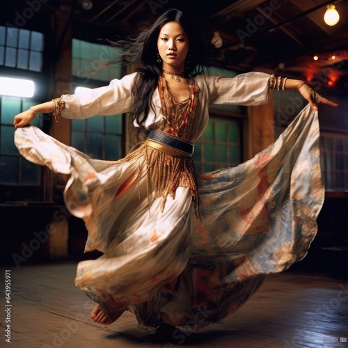 Asian girl dancing national dance