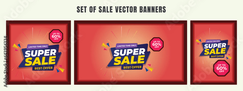 super sale banner template design. big deal flash sale discount template promotion posts. web banner for mega hot sale promotion discount sale banner. end of season special offer Sales vector banner