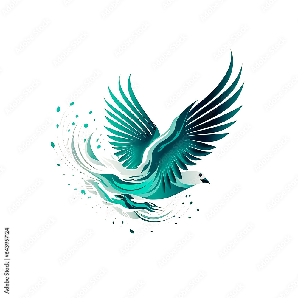 Obraz premium Flying wings bird logo abstract design, generative AI.
