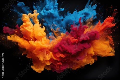 vivid powder dyes scattering in various directions, captured in high resolution © altitudevisual
