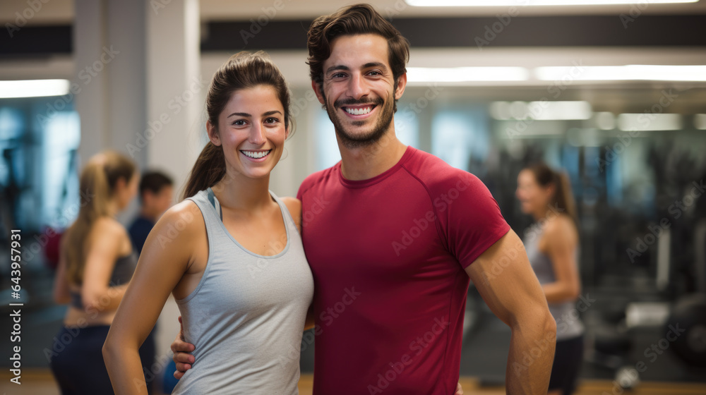 Portrait of sports man and woman training together in a gym Portrait of sports man and woman training together in a gym