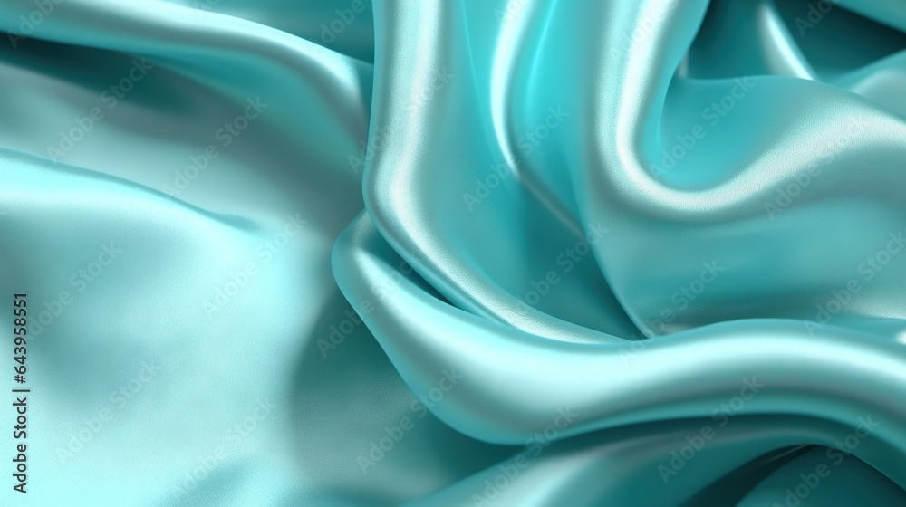 Obraz premium Cyan silk with creases texture background