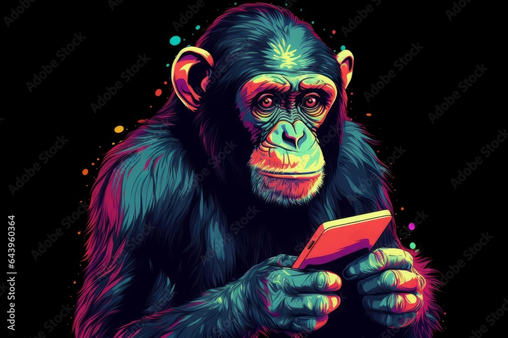 Monkey smartphone abstract. Generate Ai Monkey smartphone abstract. Generate Ai