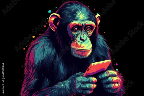 Monkey smartphone abstract. Generate Ai