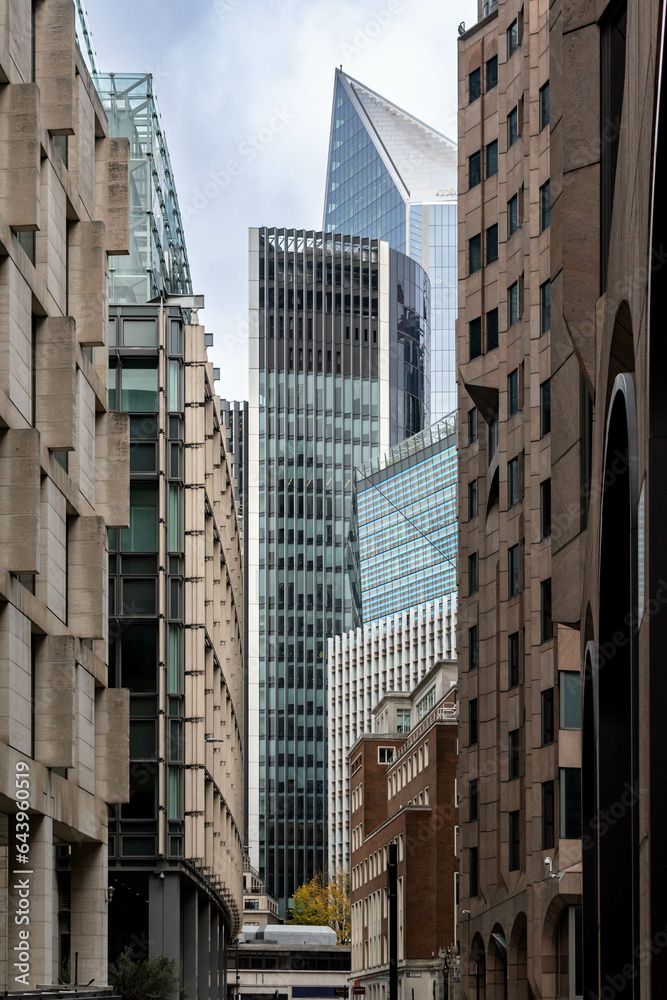 Daytime view of the skyscrapers of the city of London