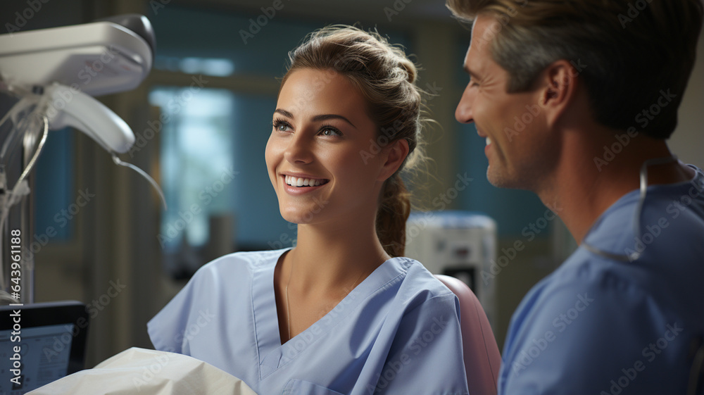 Obraz premium Dental office, dentist with patient