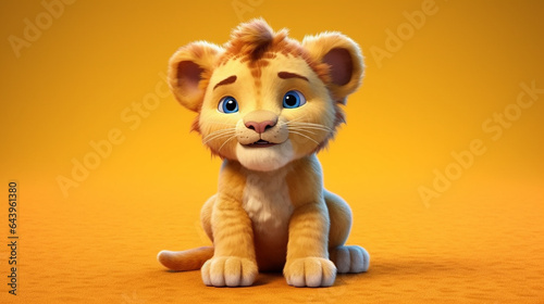 cute lion cub baby illustration 3d rendered  generative AI