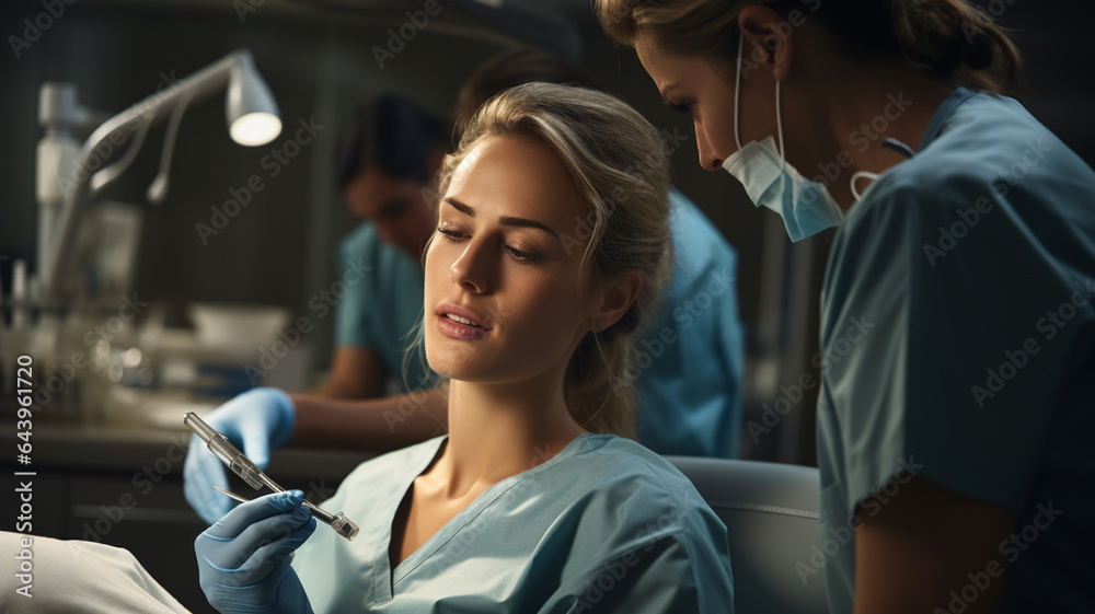 Dental office, dentist with patient Dental office, dentist with patient