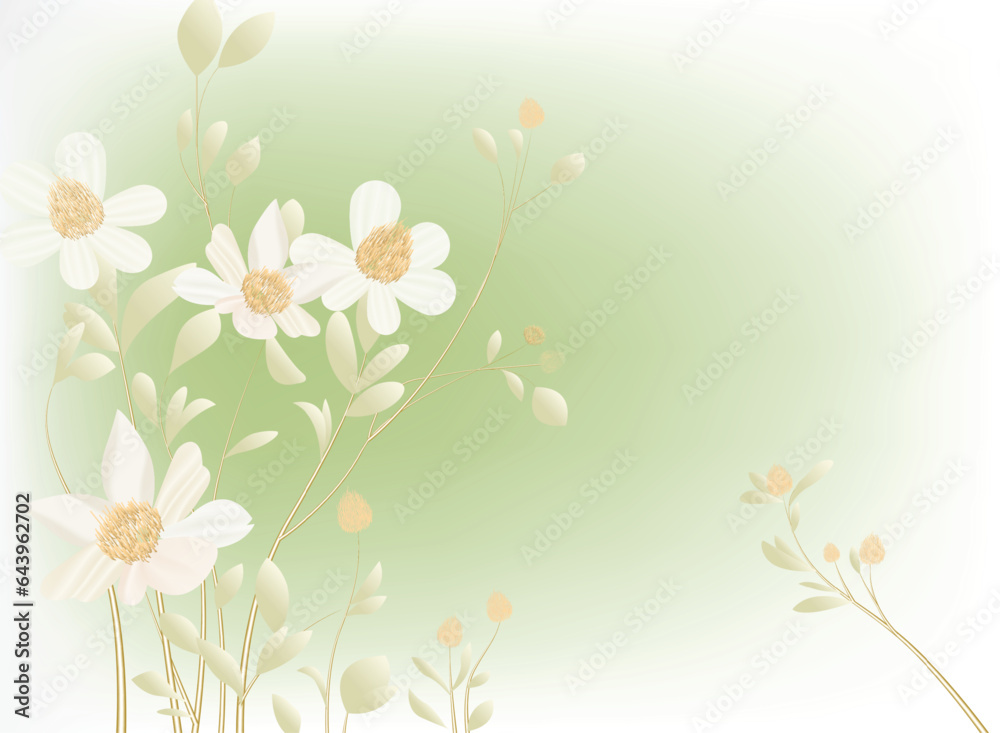 wild flowers background,Floral spring template with cute bunches of wild flowers,vector image