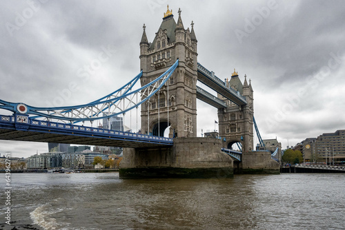 Daytime view of the Tower Bridge over the River Thames in London