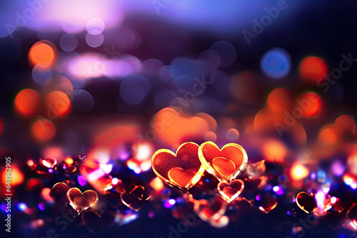Abstract Bokeh Hearts Valentine Day Background,  Generative AI