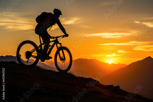 Silhouetted Mountain Biker at Dawn