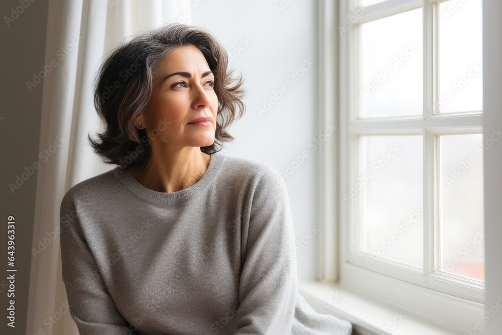 Alone and Reflective Middle-aged Lady Alone and Reflective Middle-aged Lady