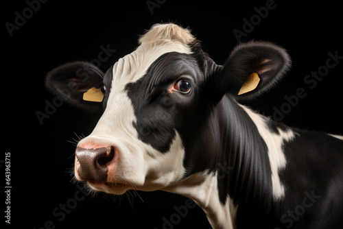 Moody Cow Portrait on Dark Background