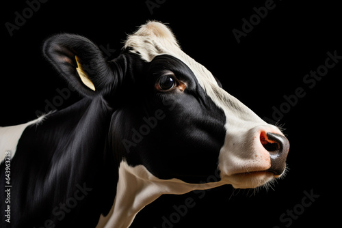 Black Background Cow Portrait