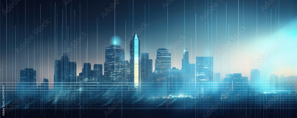Futuristic Smart city inerface with abstract background. finance investing background 