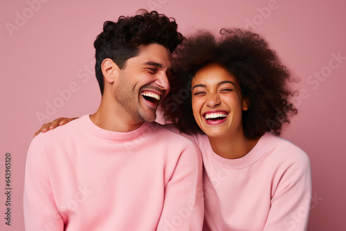 Joyful Multicultural Couple Sharing Laughter
