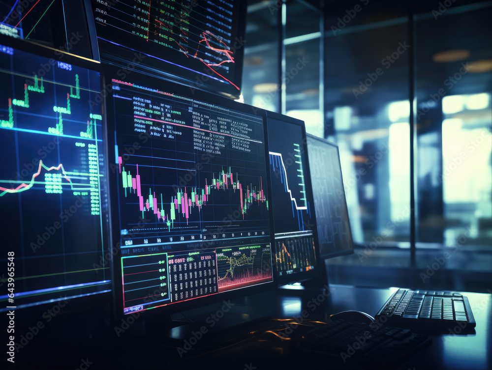 Abstract Stock market forex finance business trading graph infographic futuristic banner background finance investing background with charts data and graphs