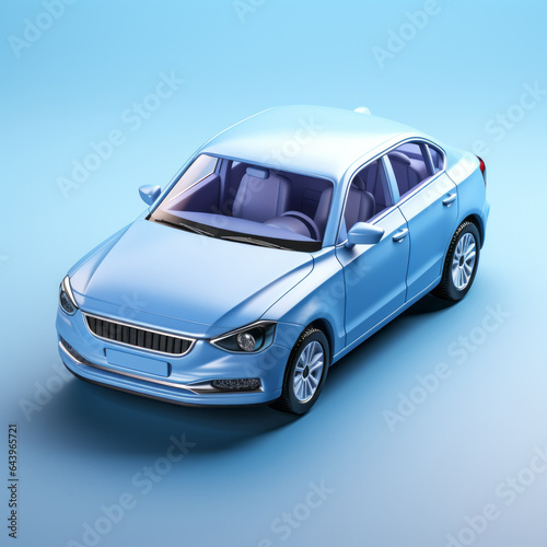 3D model a blue modern car  isometric illustration  render from blender in minimalism style  high quality details  isolated on white background.