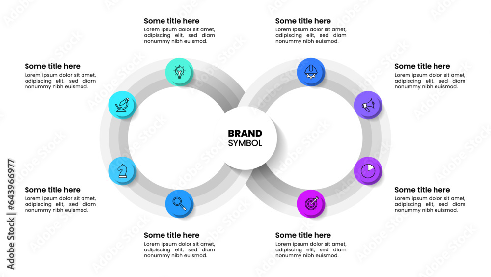 Naklejka premium Infographic template. 8 circles with icons in a loop