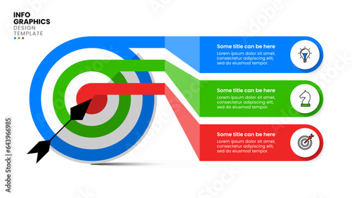 Infographic template. Dartboard with 3 steps and icons