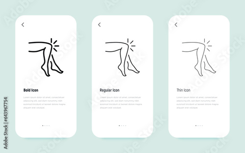Knee pain, arthritis symptom thin line icon. Joint inflammation. Vector illustration.
