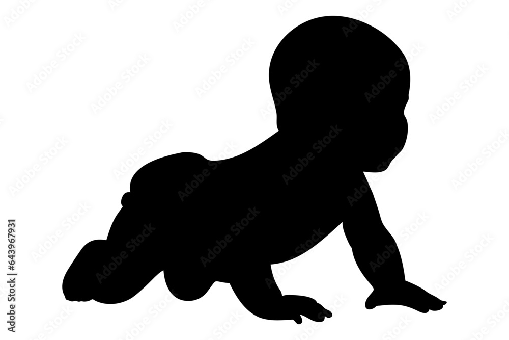 Baby crawling silhouette. Vector illustration