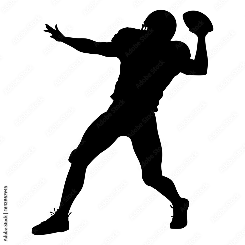 American football player in action silhouette. Vector illustration