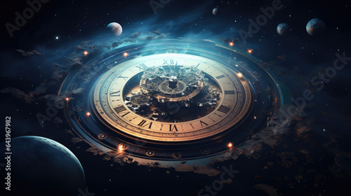 clock in space, time concept Generative AI