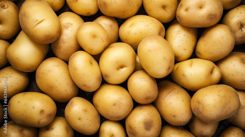 Fresh potatoes with water drops background. Vegetables backdrop. Generative AI Fresh potatoes with water drops background. Vegetables backdrop. Generative AI