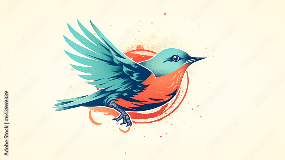 Obraz premium Simple blue bird logo design, generative AI.