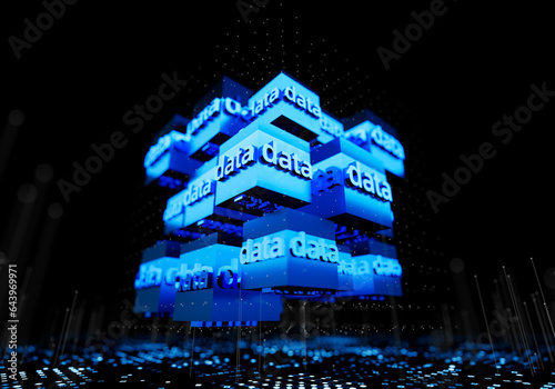 Foto Digital technology data transmission and intelligent technology information stor