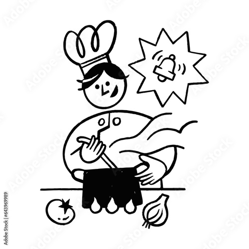 Chef receiving food order cartoon hand drawn