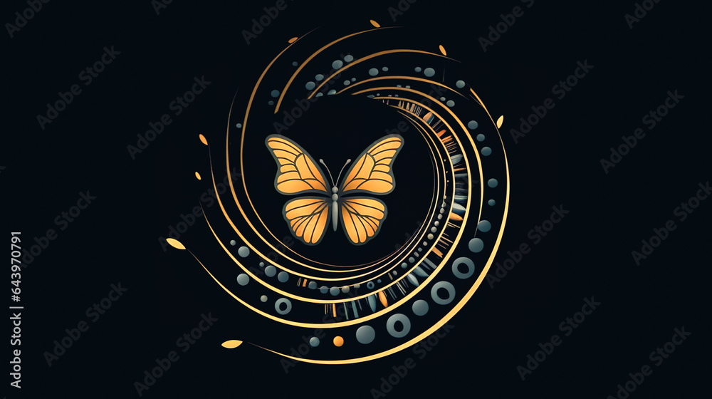 Obraz premium Colorful butterfly on a dark background, generative AI.